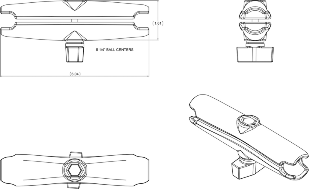 Extend your devices reach and customize it with the long 6” length RAM Mount Double Socket Arm to attach any B Size RAM ball component. Made of powder-coated, marine-grade aluminum.