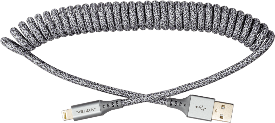 Ventev  - Chargesync Helix Coiled Usb A To Apple Lightning Cable  - Heather Gray