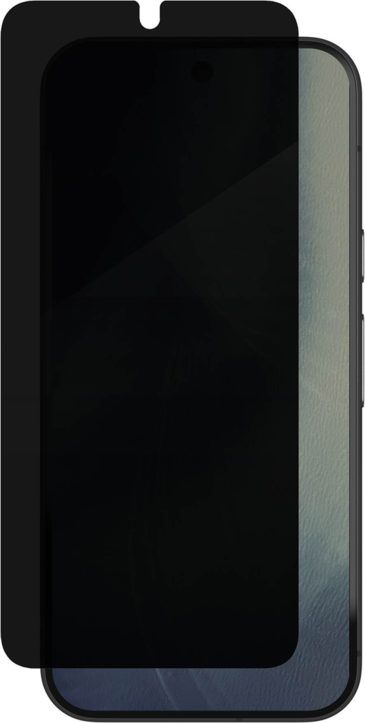 The ZAGG InvisibleShield Glass Elite Privacy Screen Protector has a two-way filter that protects screens from prying eyes, appearing black to anyone viewing the screen from the side.