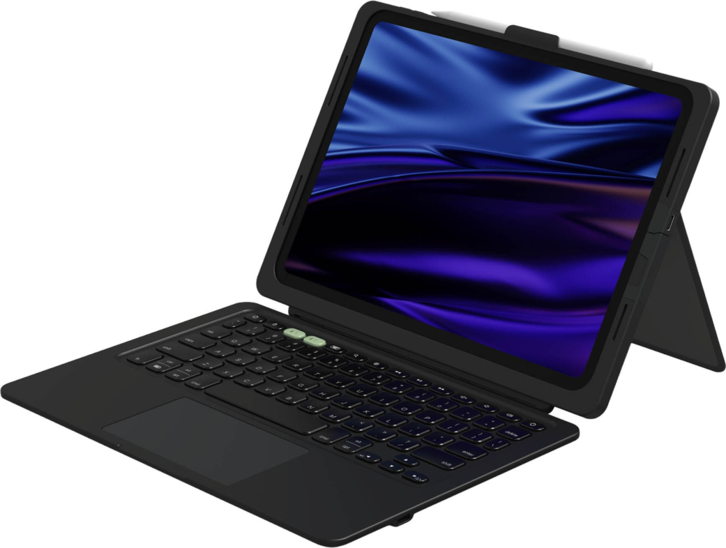Drop-tested to protect up to 6.6 feet, the ZAGG Pro Keys 2 Keyboard features backlit, laptop-style keys, multi-device pairing, a detachable keyboard, adjustable stand, stylus holder, and more.