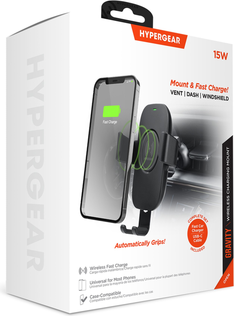 <p>Engineered to activate charging by the weight of your phone, HyperGear’s Gravity 15W Wireless Fast Charge Mount can safely deliver up to 15W of power wirelessly.</p>