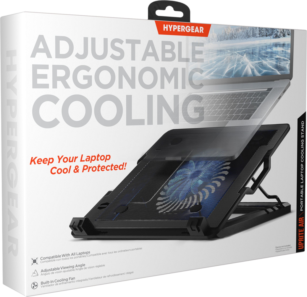 <p>Enjoy adjustable, ergonomic comfortability and protective cooling for laptops with the HyperGear UpRite Portable Laptop Cooling Stand. </p>