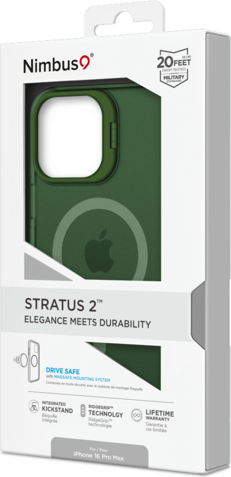 Nimbus9 N9S2MSIPH16PMXFRGR Étui Stratus 2 Magsafe Frost Vert pour iPhone 16 Pro Max