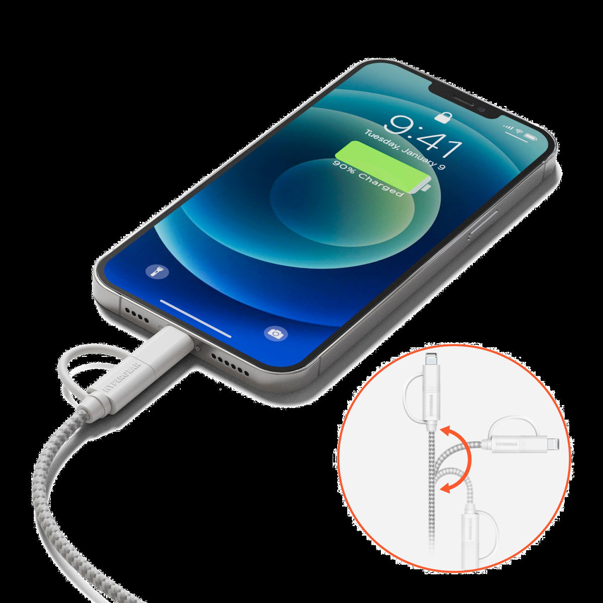 <p>The MFi-certified HyperGear 2-in-1 USB-C + Lightning cable is a versatile, fast-charging solution for both USB-C and Lightning devices.</p>