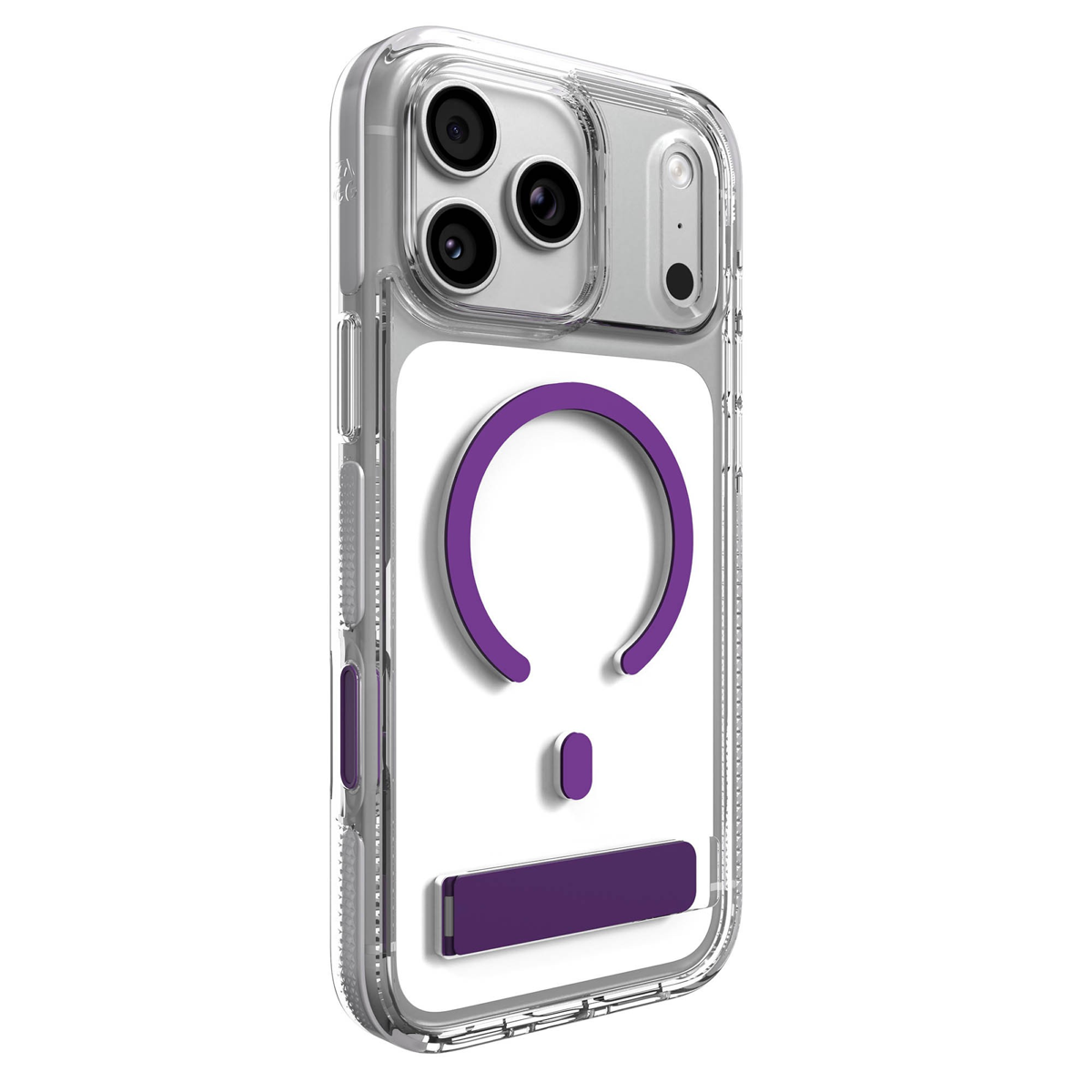 The ZAGG Santa Cruz Snap is a transparent case with pops of color that accent its design. It offers 13-foot drop protection, a sturdy kickstand that folds flush with the case, and is MagSafe compatible.