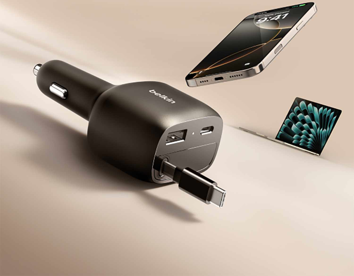 Belkin - BoostCharge Retractable Car Charger 75W Black