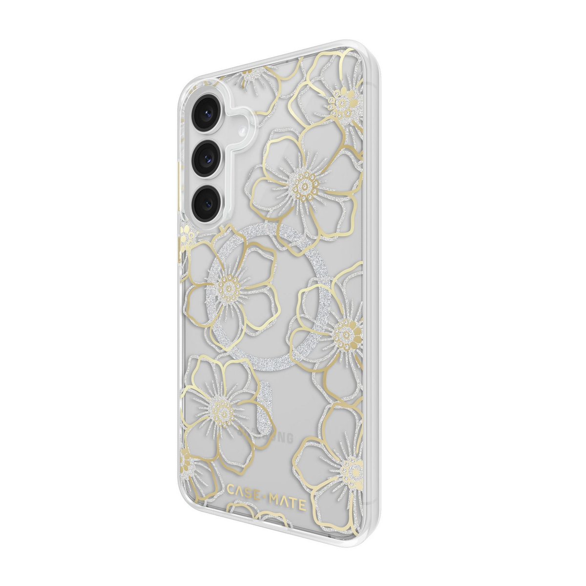The Case-Mate Floral Gems MagSafe case features an eye-catching floral design accented with shimmering gemstones, creating a stunning complement to any device.