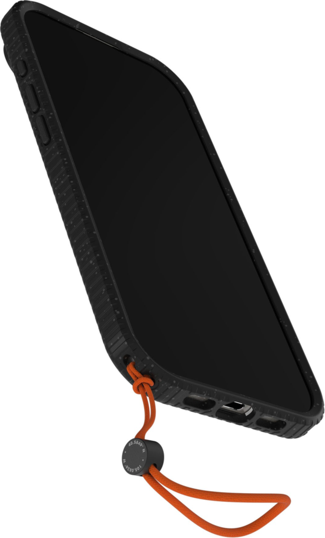 The OtterBox Sole Series features a grippy, high-ridge tread and unique ombré fabric back for secure style. It offers MagSafe compatibility and a removable lanyard loop.