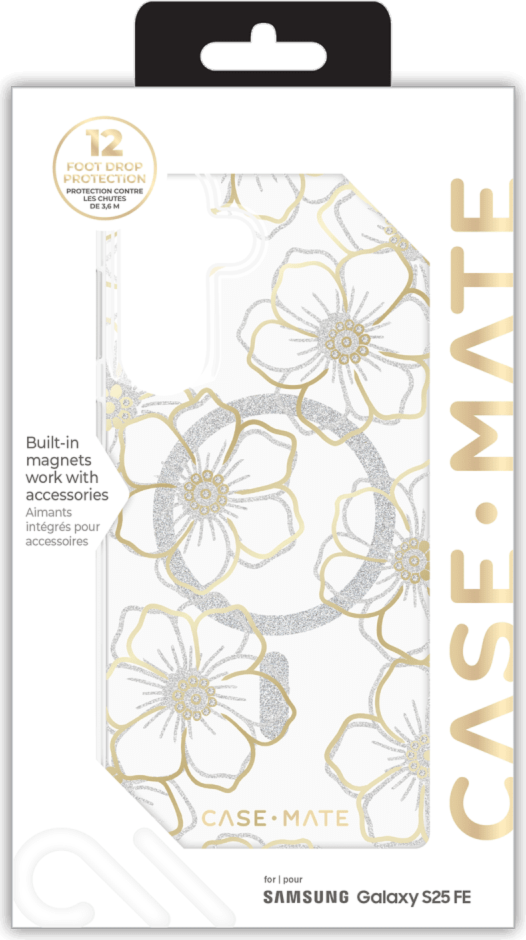 The Case-Mate Floral Gems MagSafe case features an eye-catching floral design accented with shimmering gemstones, creating a stunning complement to any device.