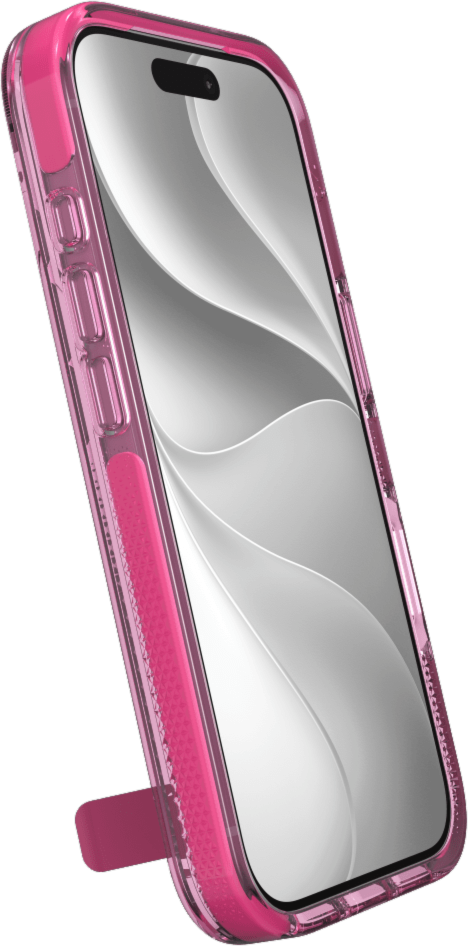 The ZAGG Santa Cruz Snap is a transparent case with pops of color that accent its design. It offers 13-foot drop protection, a sturdy kickstand that folds flush with the case, and is MagSafe compatible.