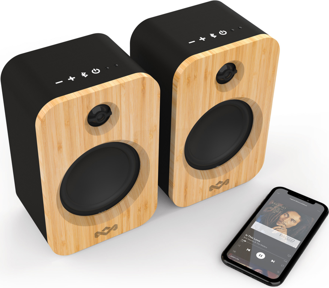 <p>Experience crisp stereo sound with the House of Marley Get Together Duo bookshelf style speakers with Bluetooth and powered connectivity.</p>