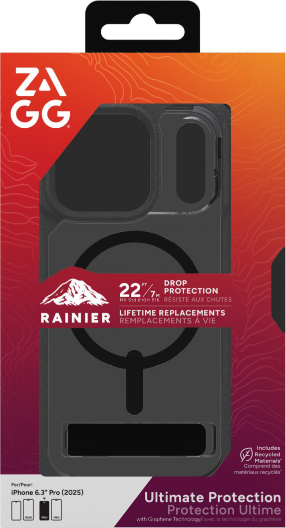 ZAGG - Rainier Snap Case with Kickstand for Apple iPhone 17 Pro - Black