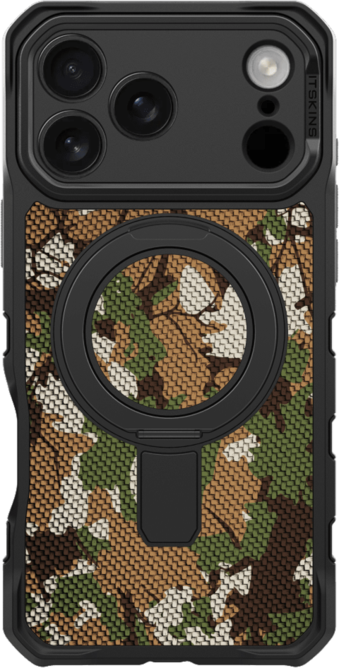 ITSKINS - Supreme_R Stand Nylon MagSafe Case for Apple iPhone 17 Pro Max - Camouflage Green
