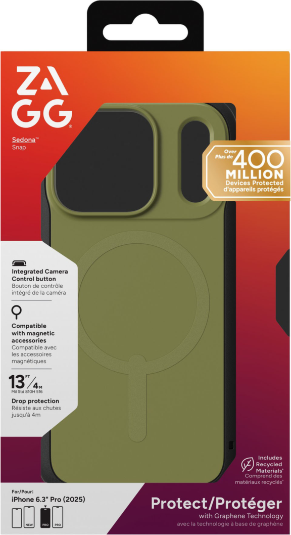 The ZAGG Sedona Snap combines elegant design with multi-layer protection, featuring 13ft drop defense, reinforced bumpers, and MagSafe compatibility in nature-inspired colors.