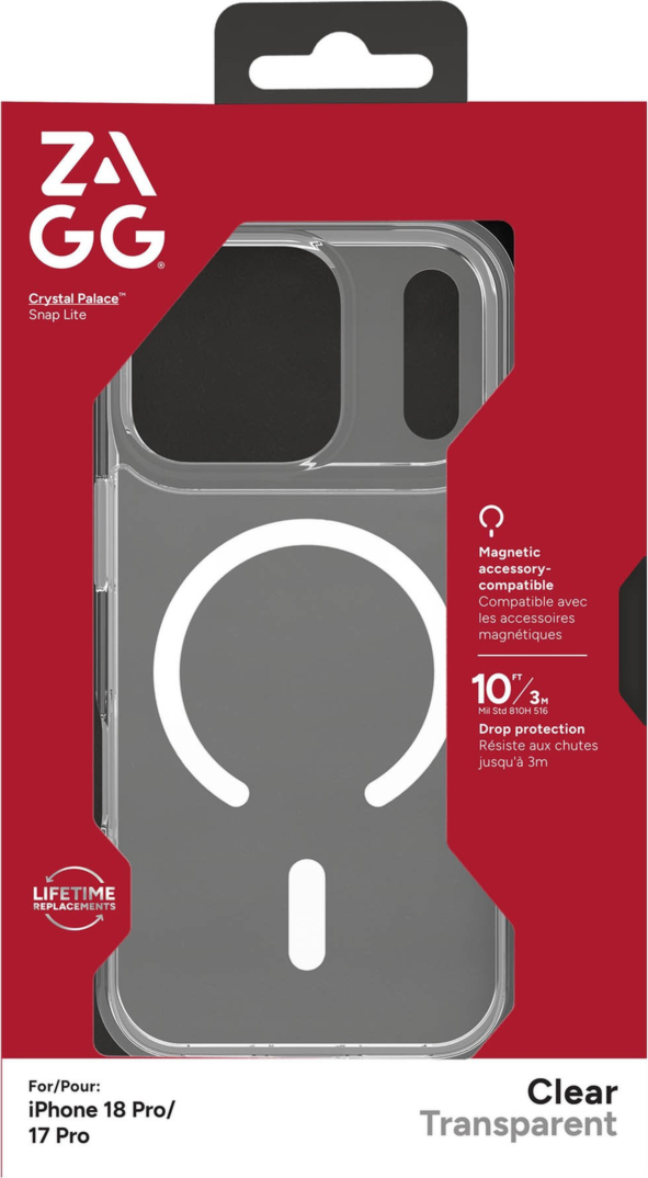 ZAGG - Crystal Palace Snap MagSafe Lite Case for Apple iPhone 18 Pro/17 Pro - Clear