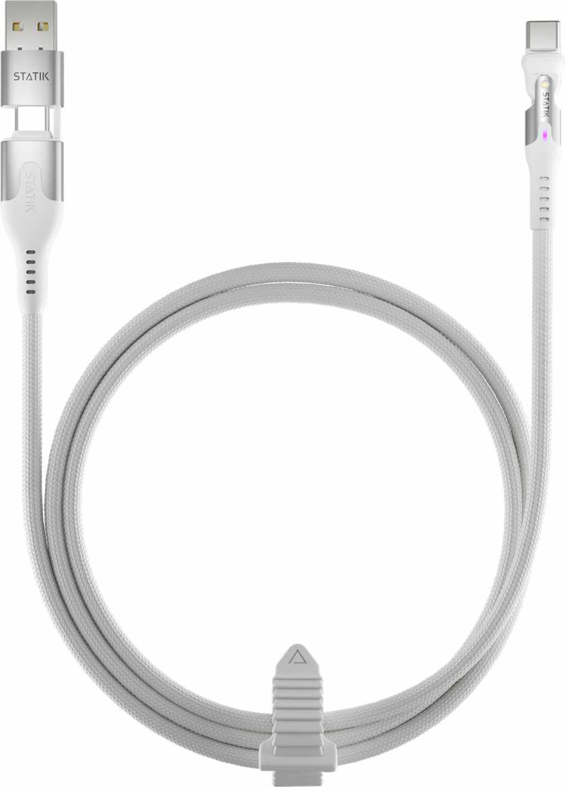 Statik - PowerPivot Pro Nylon Braided Charge/Sync Cable USB-C to USB-C 6.6ft White