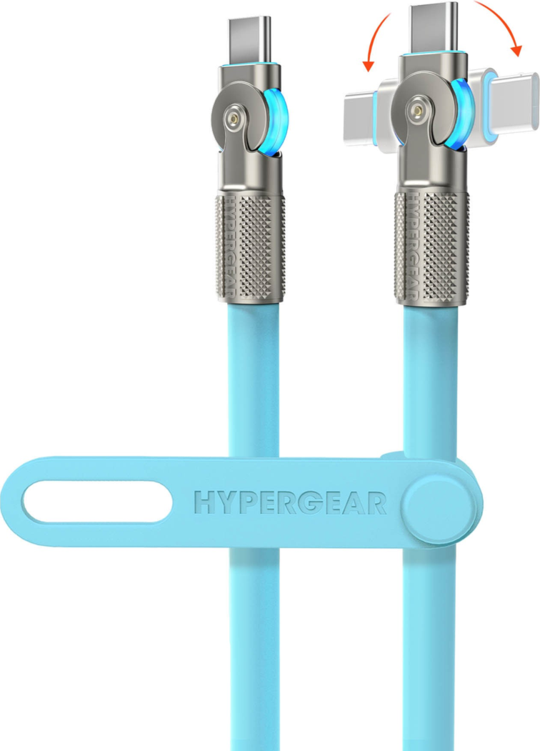 The HyperGear Chunky180° 12ft USB-C to USB-C cable is 20X stronger than standard cables, provides fast charging performance and features dual 180° rotating tips which reduce strain on ports.