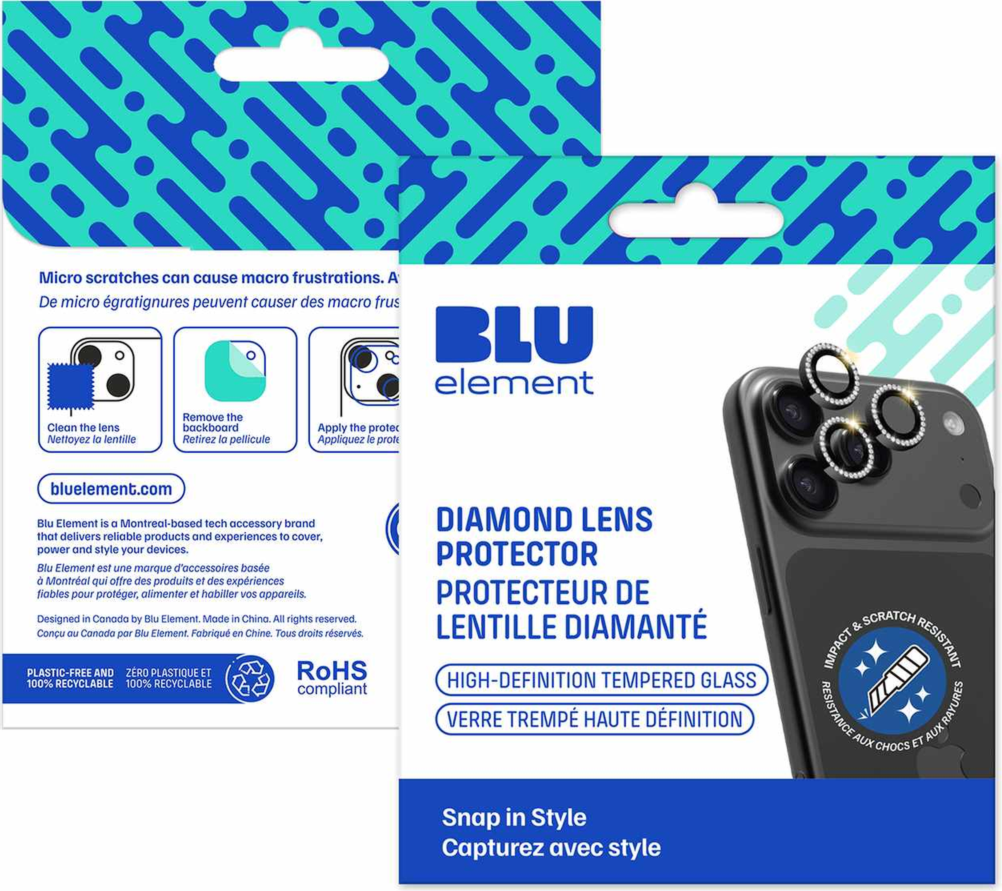 Blu Element - Diamond 1 by 1 Lens Protector for iPhone 18 Pro/18 Pro Max clear