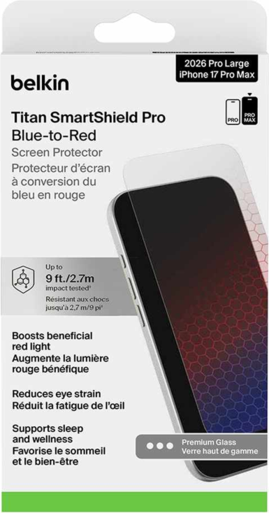 Belkin - Tempered Glass Red Light for iPhone 18 Pro Max/17 Pro Max