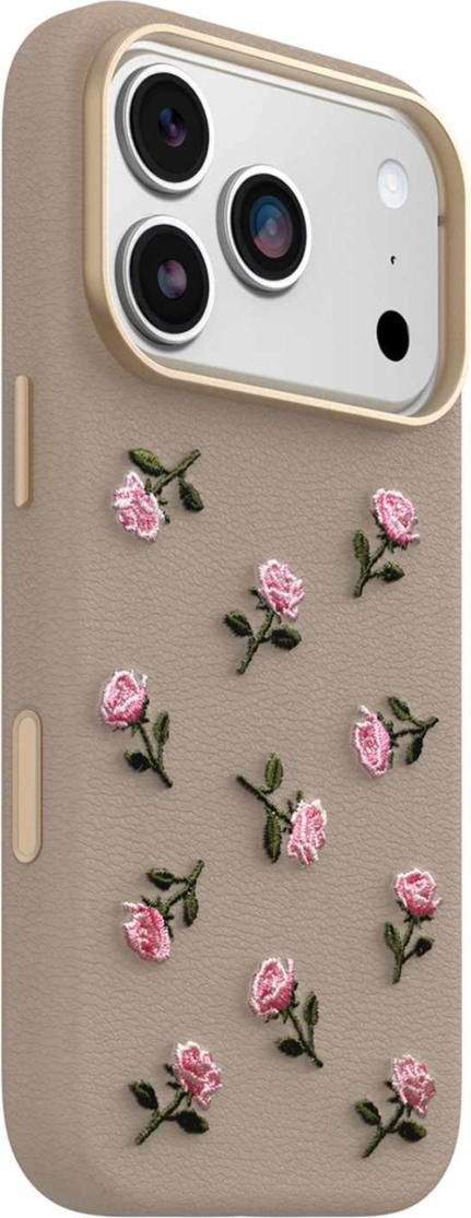 OtterBox - Étui MagSafe Symmetry en cuir de cactus brodé Cottage Rose pour iPhone 18 Pro/17 Pro