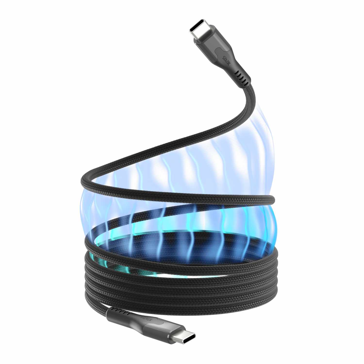 Blu Element BEMGC2C6FTB Cable Magnétique SelfCoil USB-C vers USB-C 6 pieds Noir