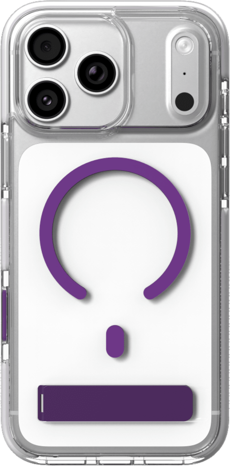 The ZAGG Santa Cruz Snap is a transparent case with pops of color that accent its design. It offers 13-foot drop protection, a sturdy kickstand that folds flush with the case, and is MagSafe compatible.