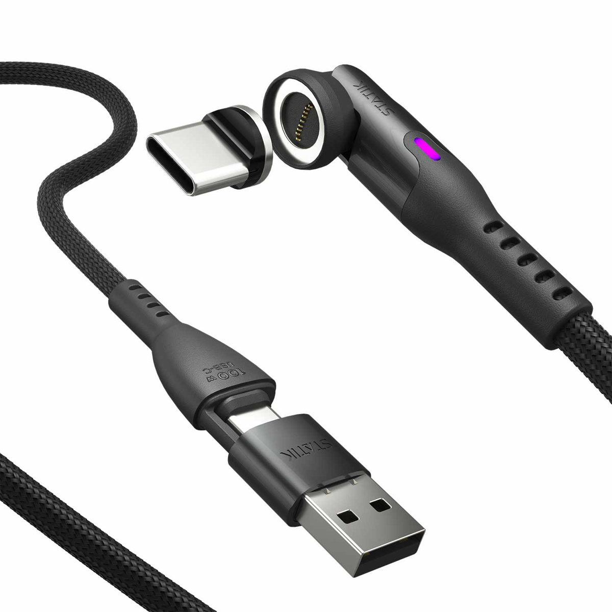Statik - 360 Pro Universal Magnetic Charge/Sync Cable 6.6 ft Black