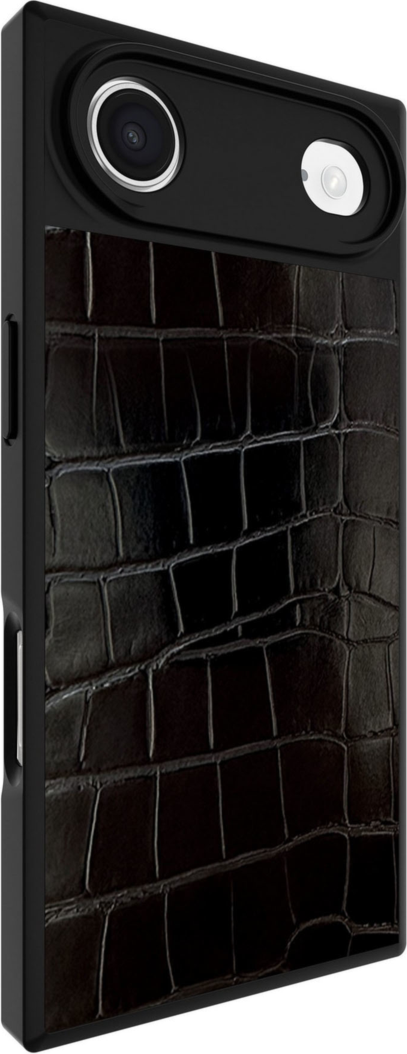 The FLAUNT SQUARE® Faux Leather case offers sleek, chic protection with a patent-pending square design and cushioned corners for enhanced shock absorption, featuring 12ft drop test protection.