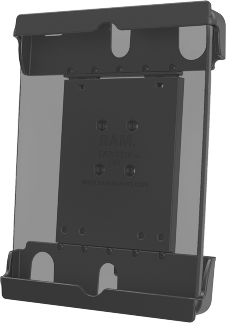 Gain Peace of mind and a secure connection to RAM Mounts with the spring-loaded RAM Tab-Lite™ Holder for 9”-10.5” tablets made to fit even with heavy duty cases.