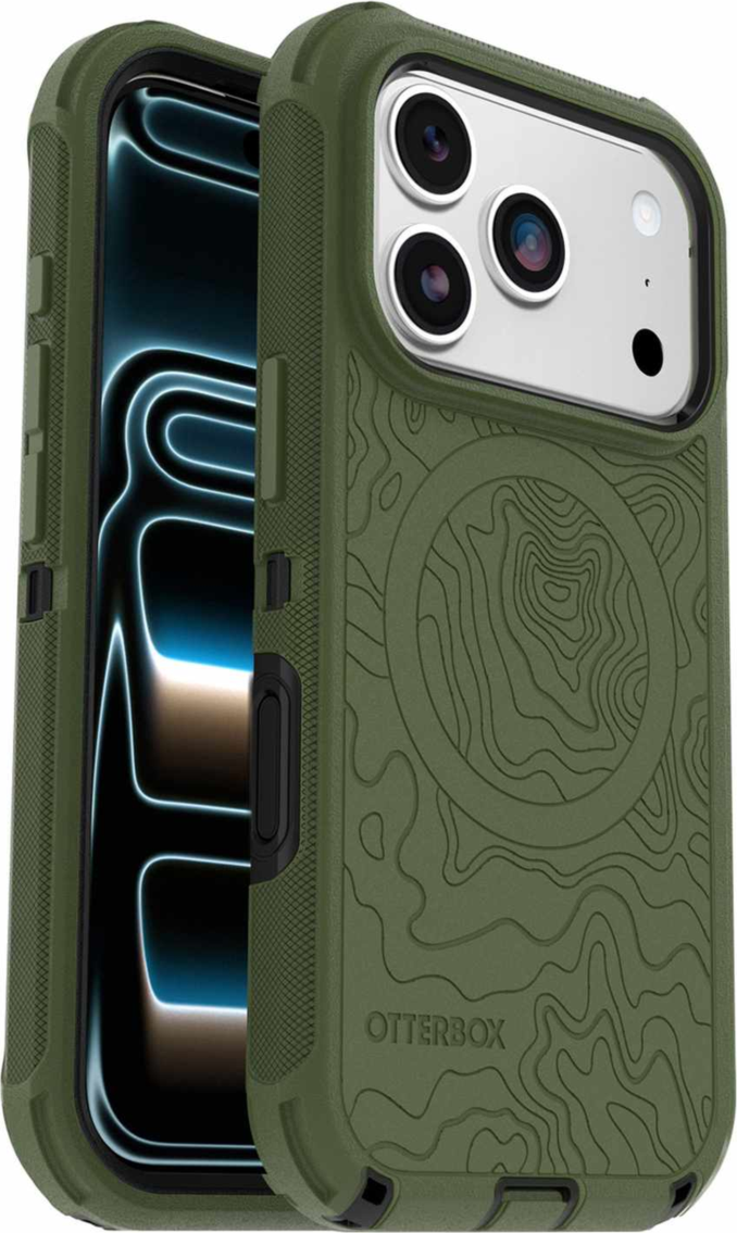OtterBox - Étui Defender Pro MagSafe avec couvre-étui supplémentaire Noir/Ponderosa Peak pour iPhone 18 Pro/17 Pro en emballage en vrac