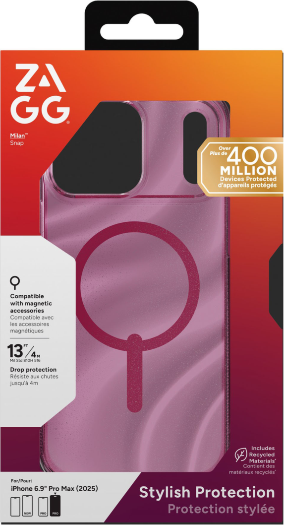 Strengthened with Graphene, ZAGG's Milan Snap series case is a perfect combination of fashion and tech - from the dazzling design to 13 ft drop protection and seamless MagSafe compatibility.
