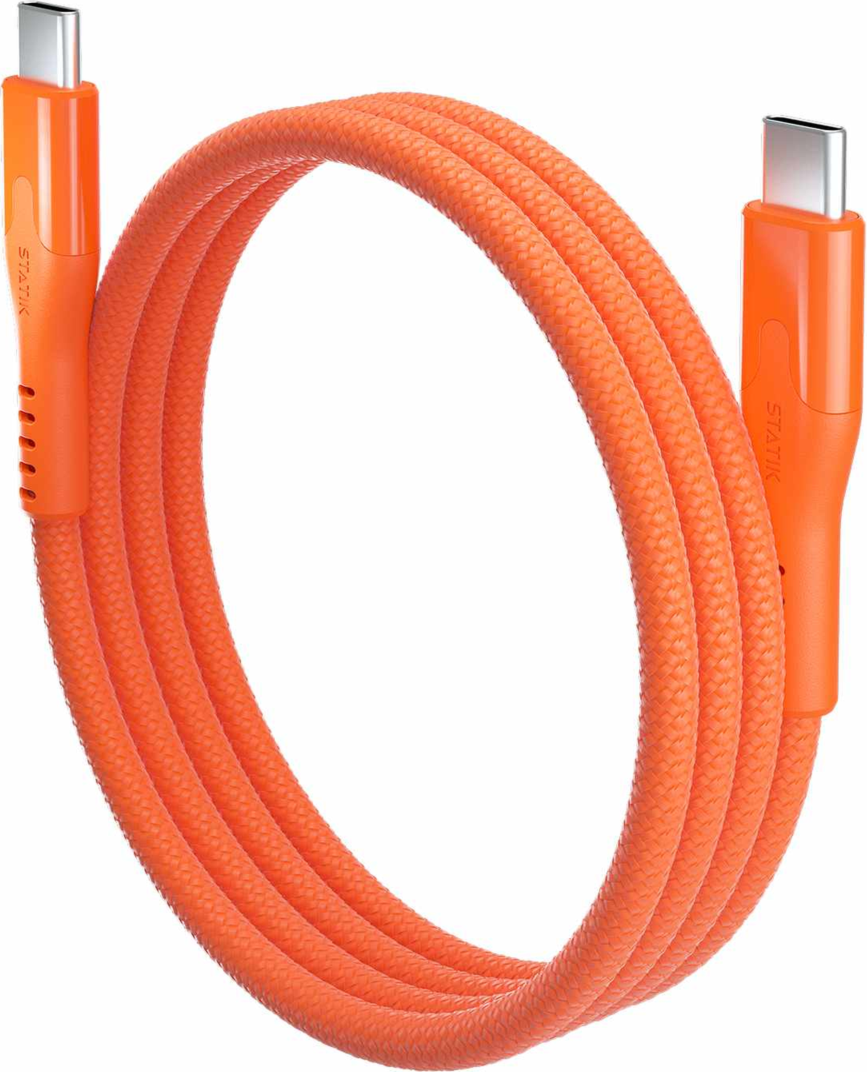 Statik - MagStack Pro Charge/Sync Magnetic Cable USB-C to USB-C 3.3ft Orange