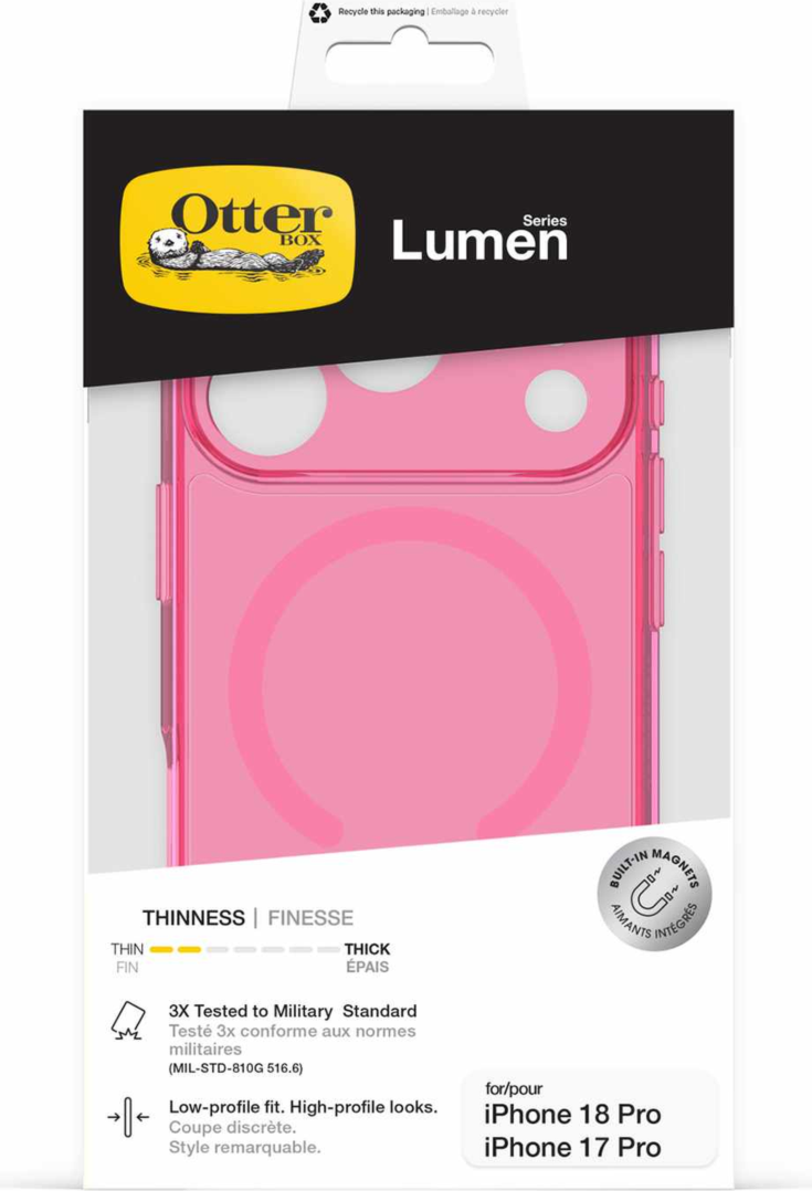 OtterBox - Étui Lumen transparent MagSafe Heartspur Pink pour iPhone 18 Pro/17 Pro