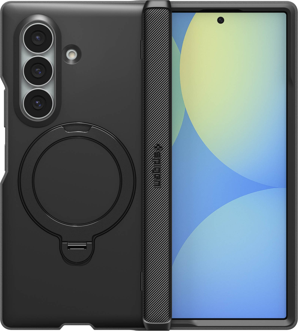 The Spigen Slim Armor Pro S MagFit delivers rugged dual-layer protection with advanced hinge coverage, a 360° rotating kickstand, and MagFit compatibility.