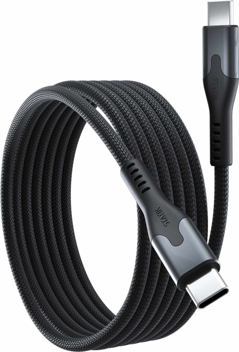 Statik - MagStack Pro Charge/Sync Magnetic Cable USB-C to USB-C 6.6ft Black