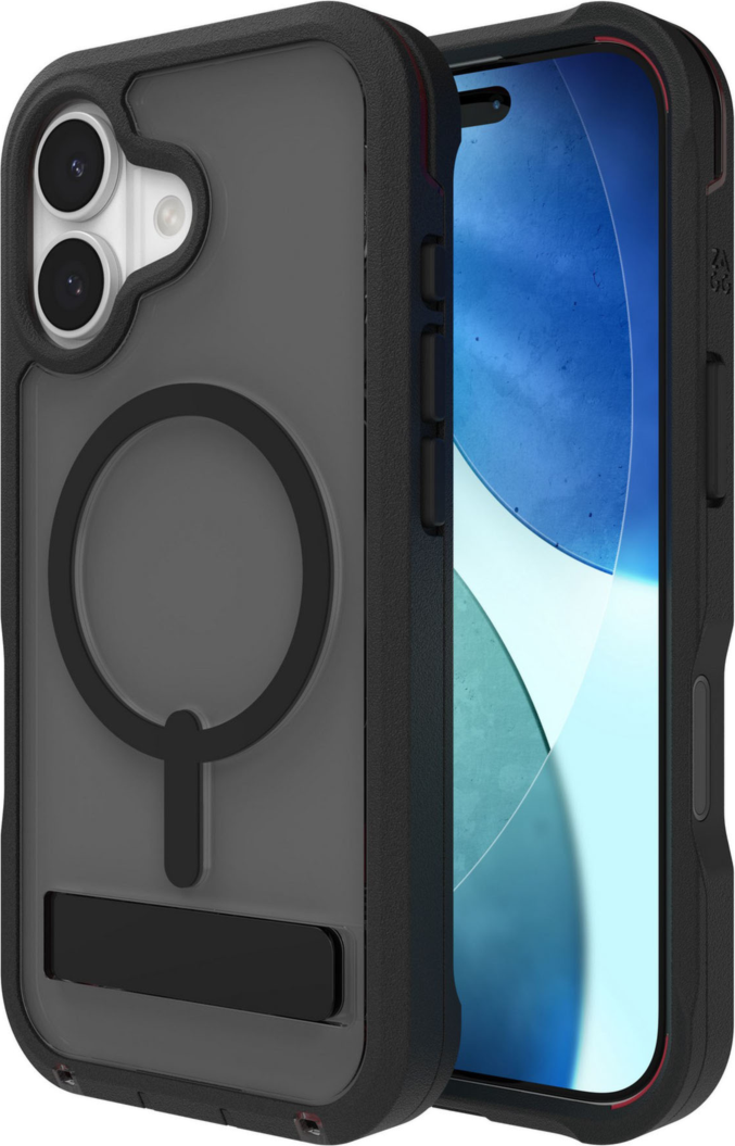 ZAGG - Rainier Snap MagSafe Case with Kickstand for Apple iPhone 17 - Smoke Black