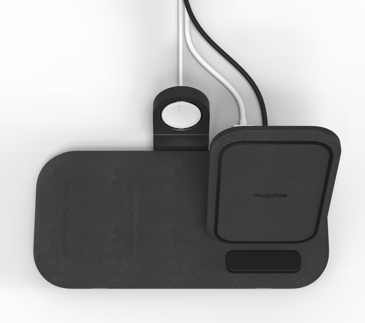 Charge up to three devices at once with mophie's Wireless Charging Pad, featuring a 15W charging cradle and a USB-A port for wired charging.