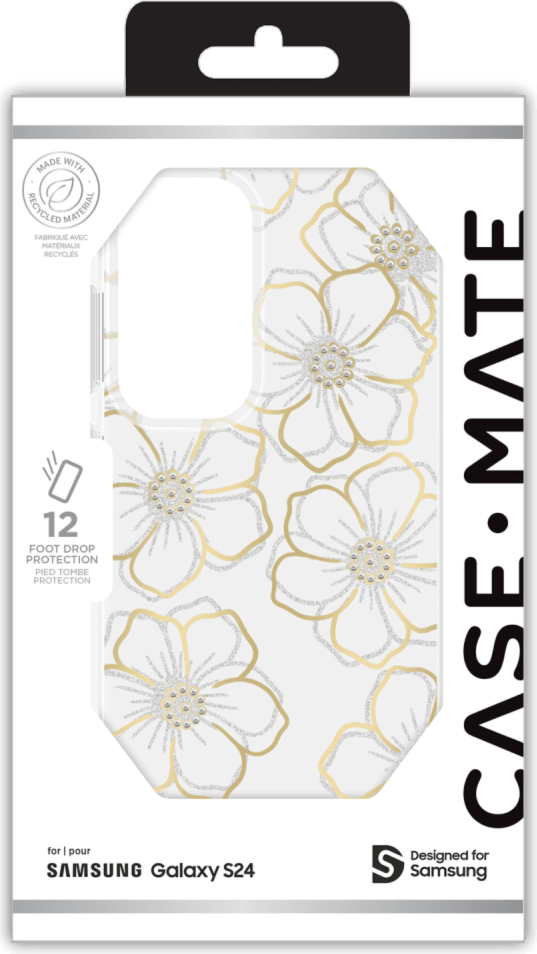 <p>The Case-Mate Floral Gems case features an eye-catching metallic foil floral design paired with recessed gemstones which beautifully compliments your device.</p>