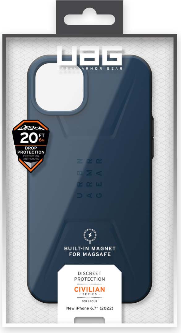 The modern yet rugged UAG Civilian case features HyperCush™ technology which provides outstanding impact protection paired with a lightweight design that is compatible with MagSafe charging.