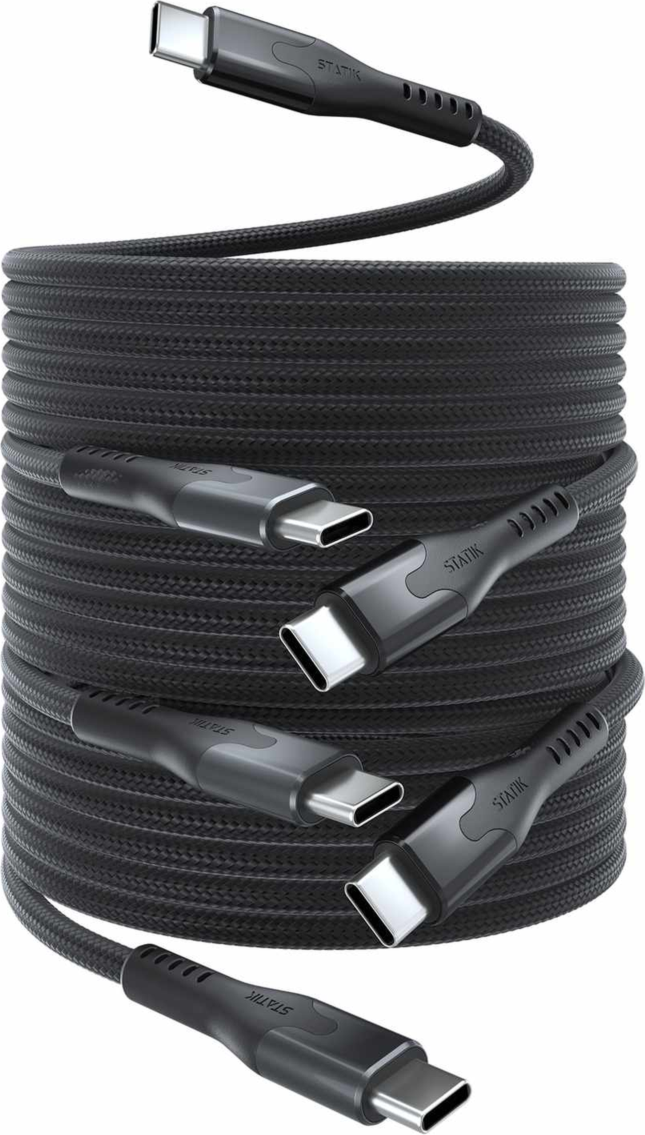 Statik - MagStack Pro Charge/Sync Magnetic Cable USB-C to USB-C 6.6ft Black