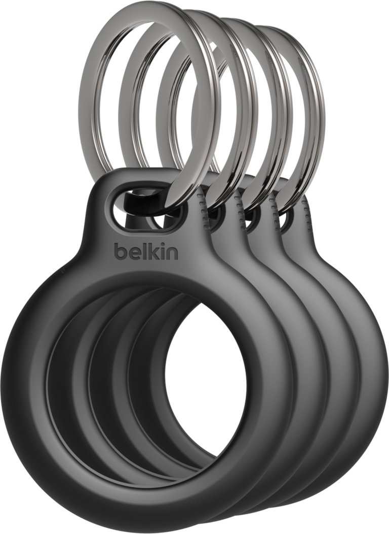 Belkin Secure Holder with Key Ring for AirTag 4-Pack Black