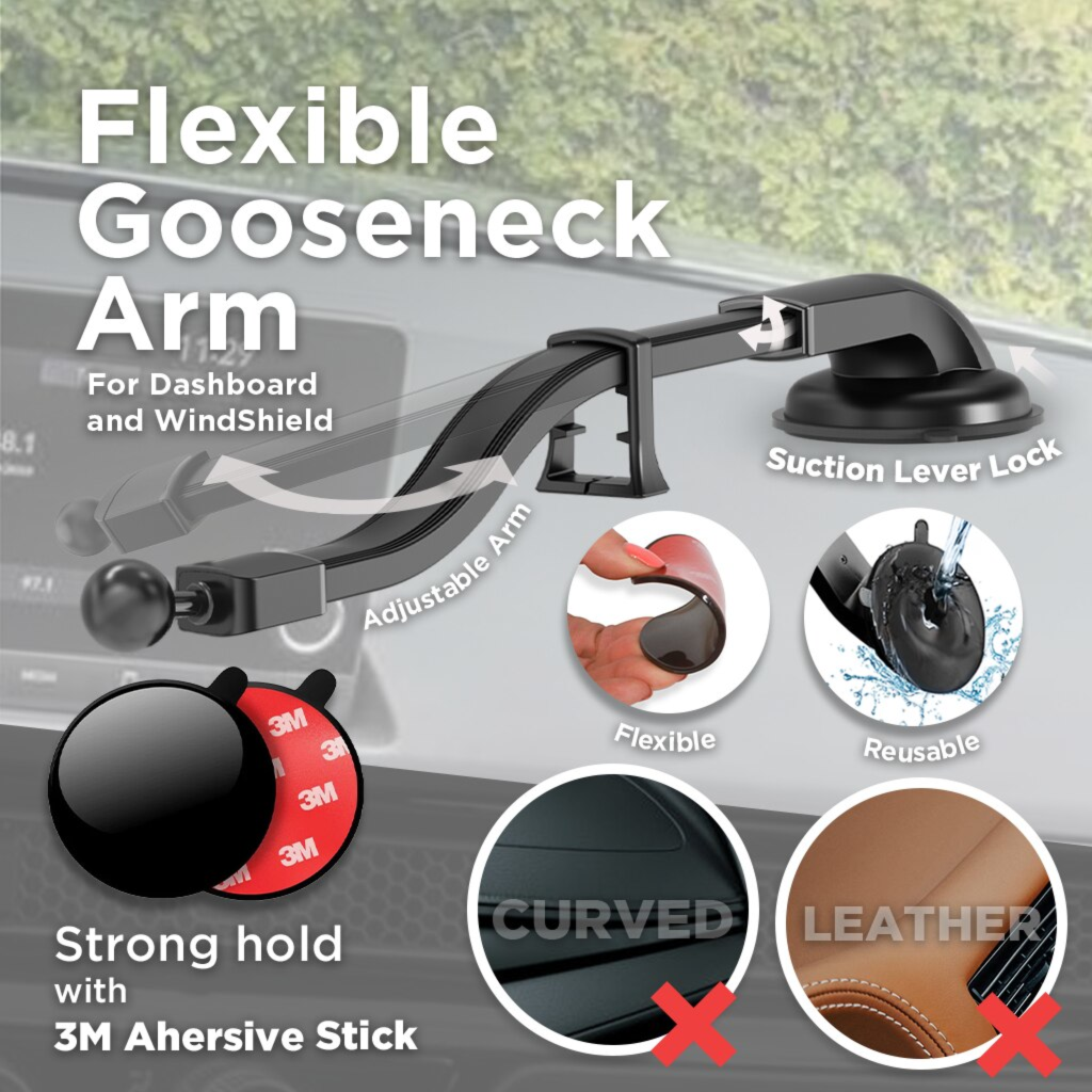 MagSafe magnetic dash mount  offers hands-free rapid charging Adaptable mounting: Fits various dashboards and offers multiple viewing angles
N52 Neodymium Magnets: Tackles rough terrains, keeping your phone securely attached
 360° Viewing angle with tilt and rotation ability 
Compatible with iPhone 12, 13 14 and 15 series
Designed, Assembled, and Packaged in Canada