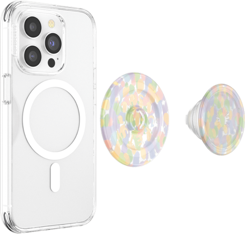 PopSockets 808977 PopGrip pour MagSafe Rond avec Anneau Adaptateur Rainbow Glass