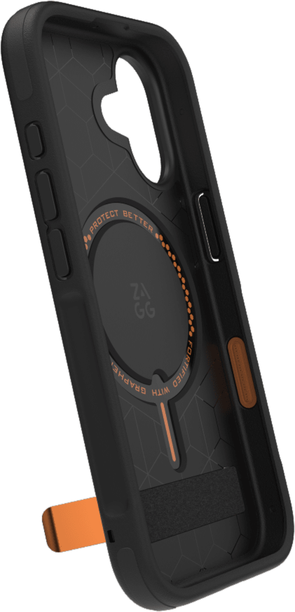iPhone 17 ZAGG Graphene Sedona Snap Kickstand Case - Flood Black/Orange