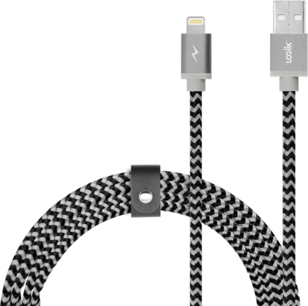 Piston Connect Braid 1.5M USB-A vers Lightning - Gris/Noir