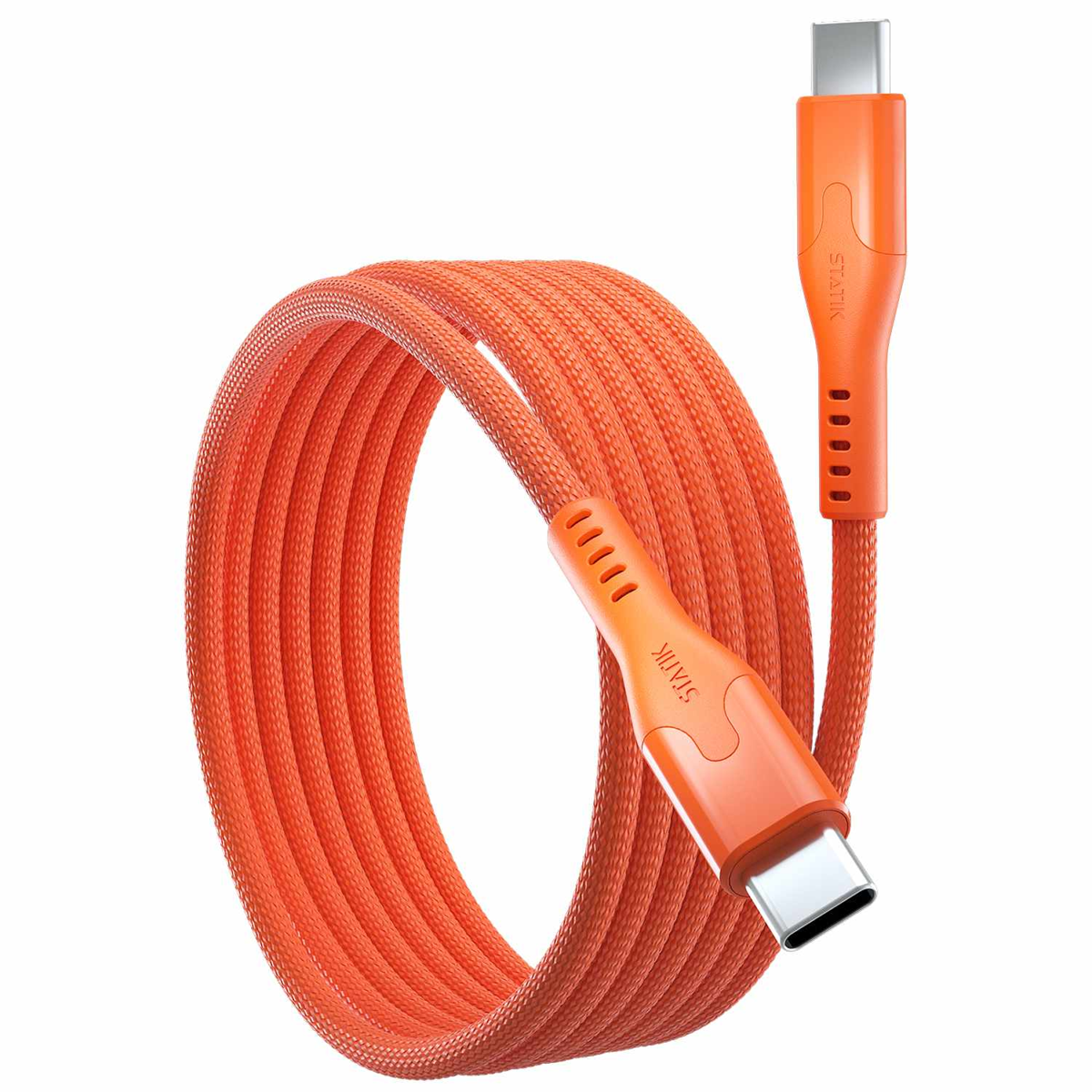Statik - MagStack Pro Charge/Sync Magnetic Cable USB-C to USB-C 6.6ft Orange