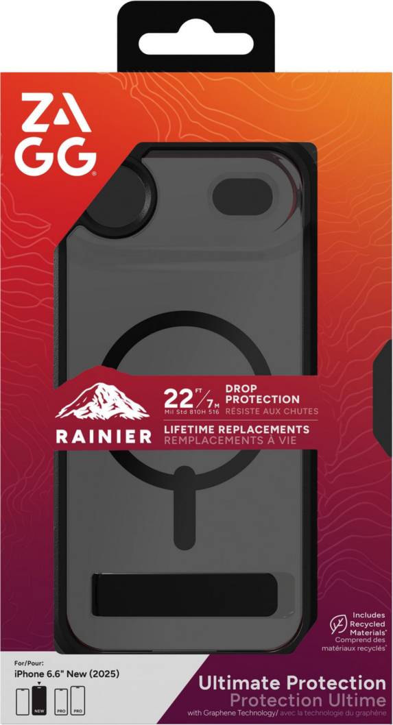 ZAGG - Rainier Snap MagSafe Case with Kickstand for Apple iPhone Air - Smoke Black