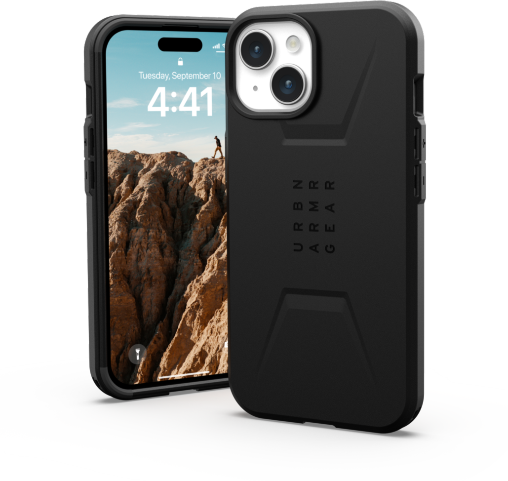 The modern yet rugged UAG Civilian case features shock absorbing construction in a lightweight design that is compatible with MagSafe charging.