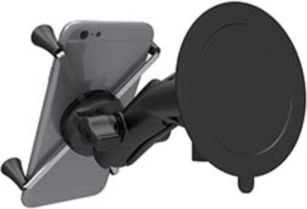 RAM X-Grip Vehicle Mount for large phones/phablets features a suction twist locking base as well as double socket arm and universal spring-loaded X-Grip® cradle