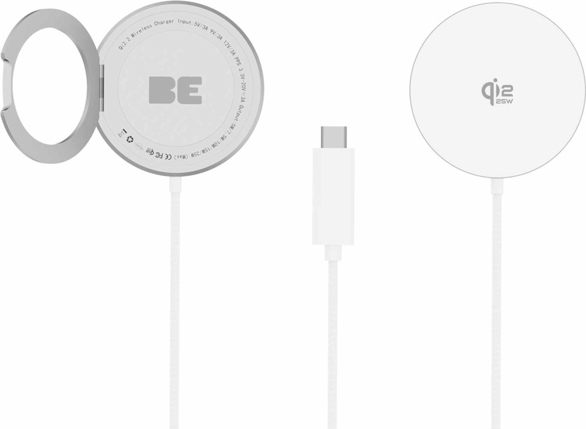 Blu Element - PowerPuck25 Wireless Charger with Kickstand White